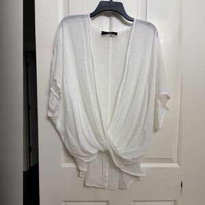 Women’s White Draped Twist-Front Top